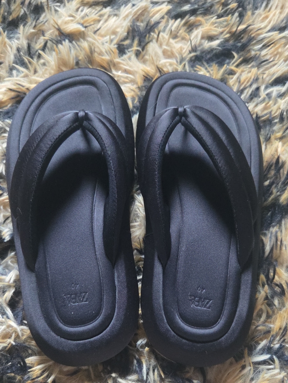 Zara Satin Platform Flip Flops